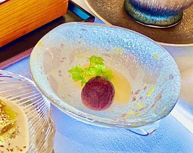 Dessert for a traditional Japanese breakfast prepared by Kyoyamato Kaiseki Restaurant for guests at the Park Hyatt Kyoto