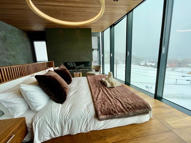 Master bedroom of penthouse unit of Haku Villas