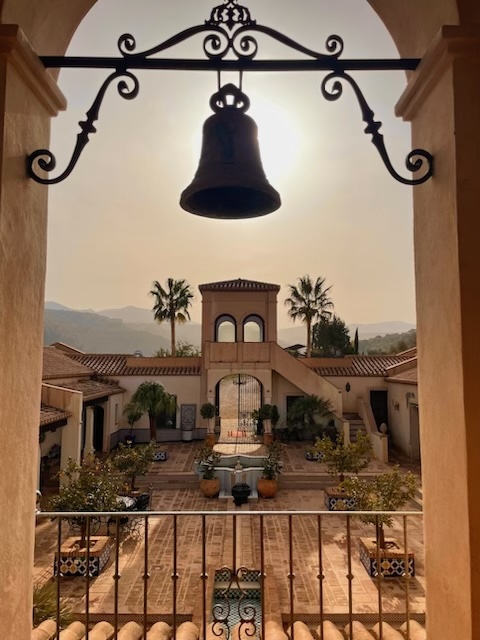 View of the courtyard of La Esperanza Granada, a luxury hacienda in Spain